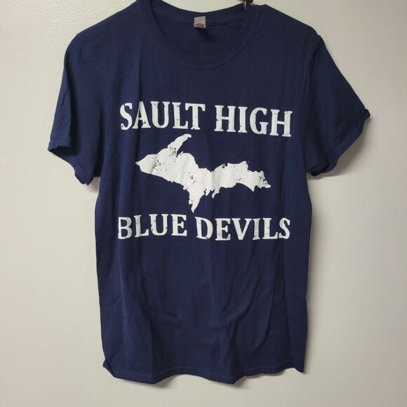 Sault High Blue Devils Upper Peninsula Michigan School Tee Shirt Mens Small - Picture 6 of 6